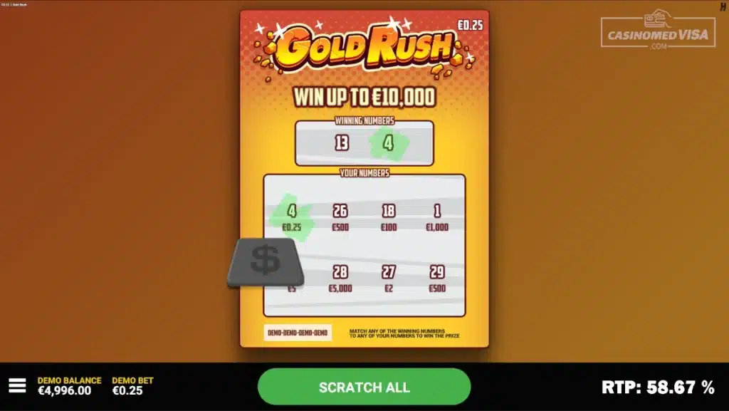 Gold Rush skrapelodd - 10K RTP 58.67 - Hacksaw Gaming