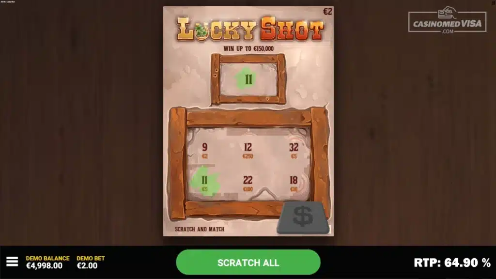 Lucky Shot skrapelodd - 150K RTP 64.90 - Hacksaw Gaming