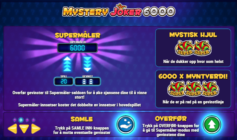Mystery Joker 6000 spillfunsjoner supermaler