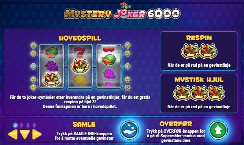 Mystery Joker 6000 spillfunsjoner