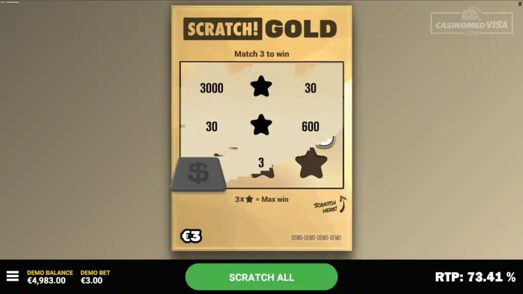 Scratch! Gold skrapelodd - 300K RTP 73.41 - Hacksaw Gaming
