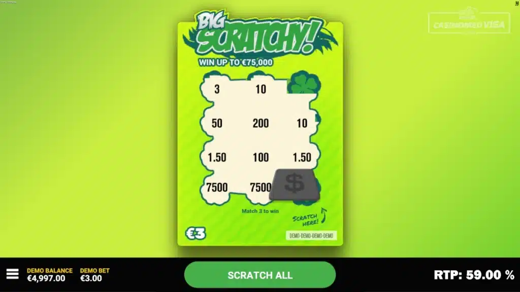 Big Scratchy! skrapelodd - 75K RTP 59.00 - Hacksaw Gaming