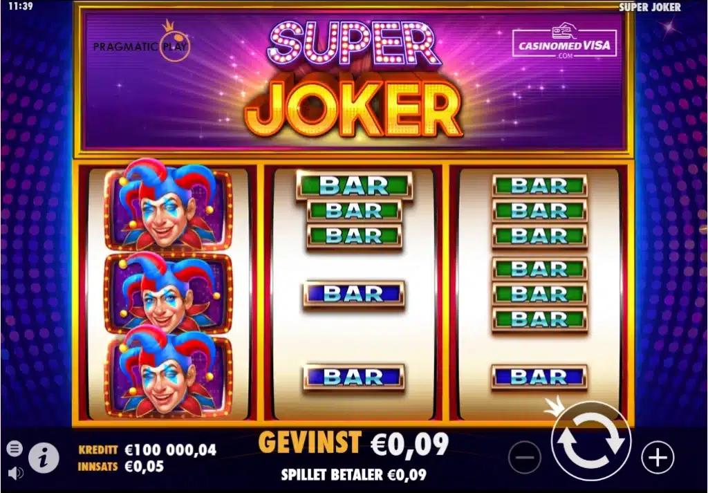 Super Joker hovedspill, forside.