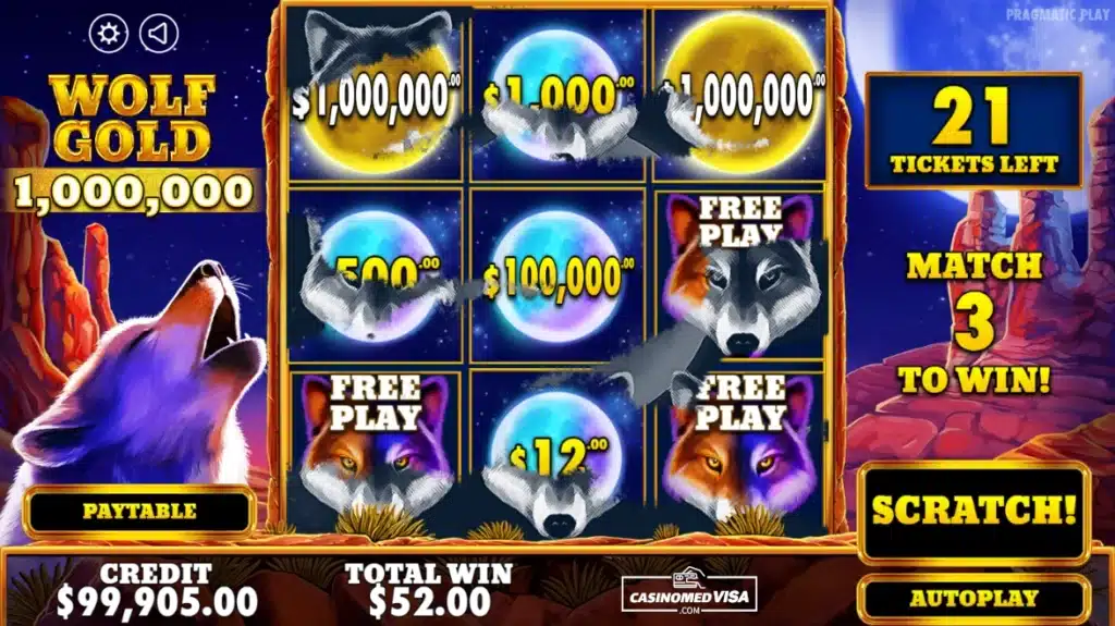 Wolf Gold 1 Million skrapelodd - FREE PLAY - Pragmatic Play