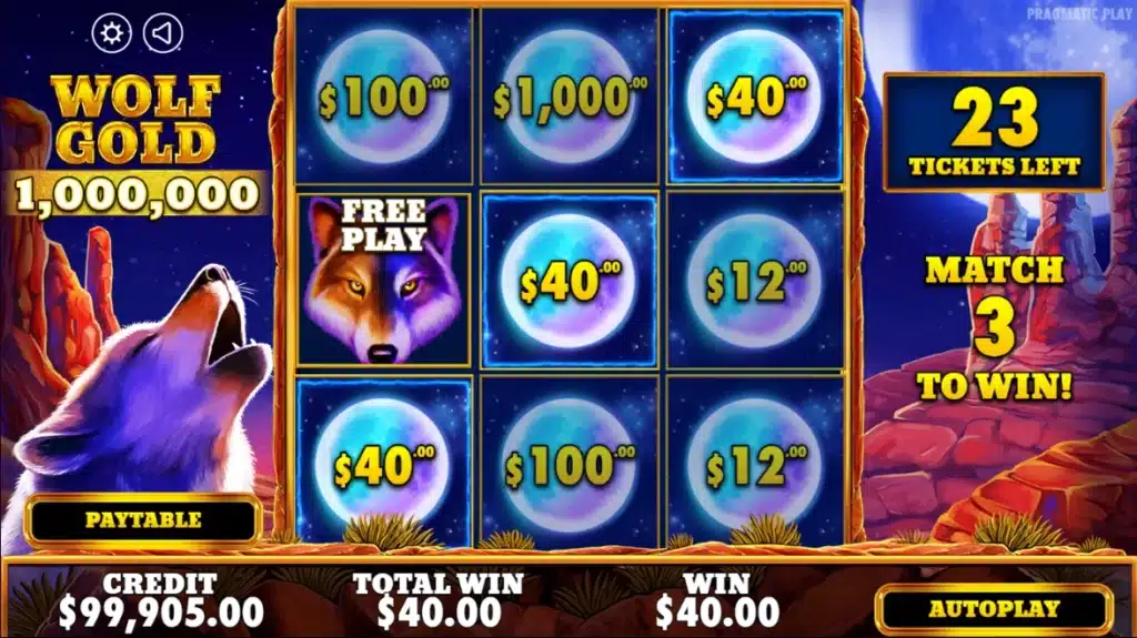Wolf Gold 1 Million skrapelodd - Vinn 40 - Pragmatic Play
