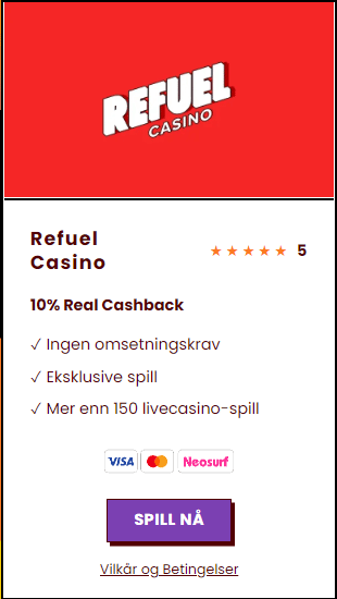 Amok Casino sitt søstercasino Refuel 10% Real cashback