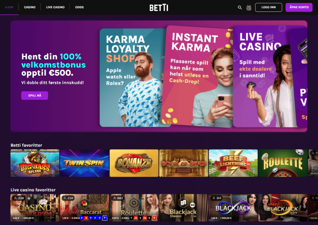 Betti Casino Anmelselse Forside