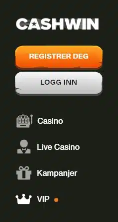 Registrer konto og gjør ditt første innskudd hos Cashwin Casino