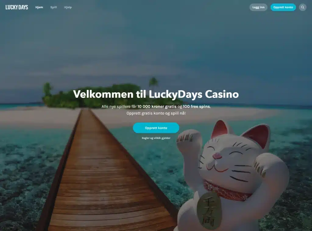 LuckyDays Casino forside banner