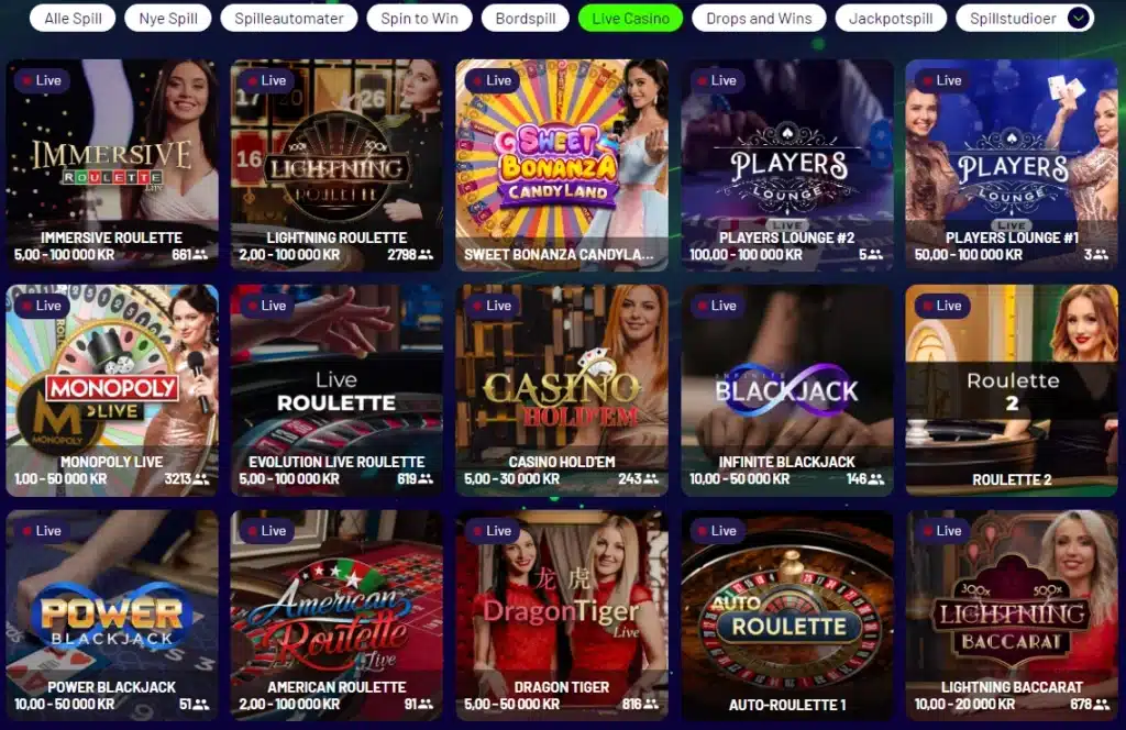 Opplev et rikholdig live-casino hos  Unlimit Casino 