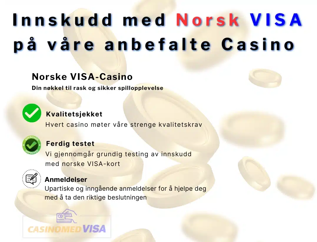 Casinomedvisa.com kvalitetssjekket innskudd med norsk visa
