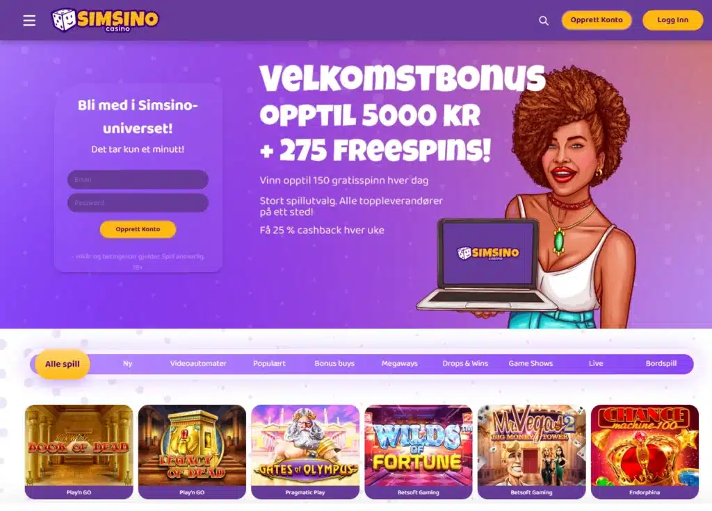 Simsino Casino forside