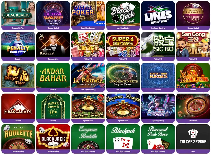 Simsino Casino Spillutvalg Bordspill