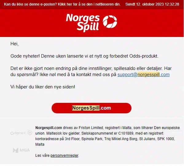 NorgesSpill med nytt Oddsprodukt