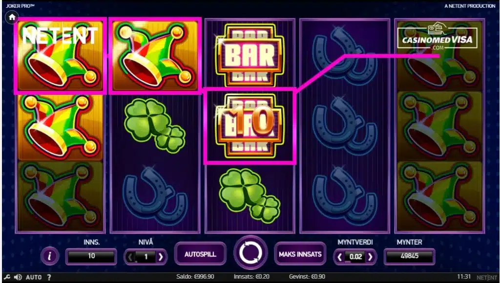 Norsk spilleautomat Joker Pro forside