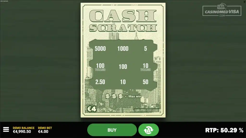 Cash Scratch skrapelodd - 400K RTP 50.29 - Hacksaw Gaming