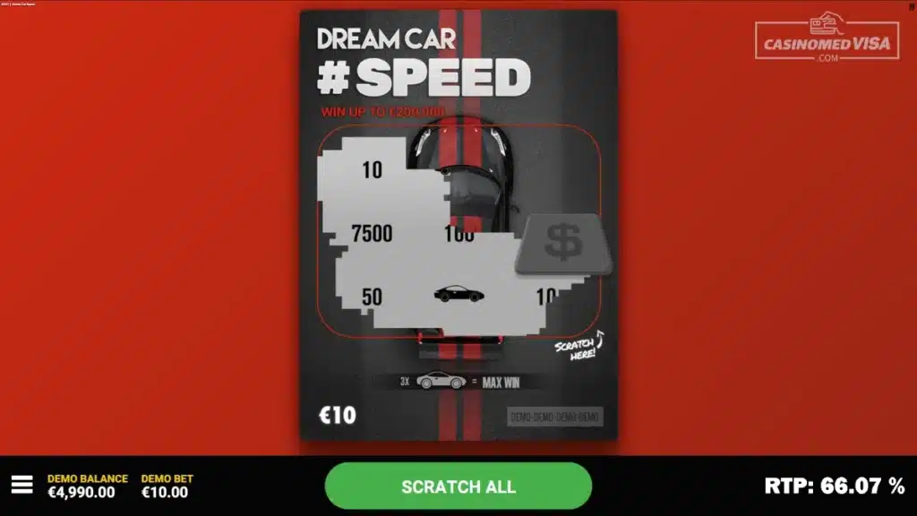 Dream Car Speed skrapelodd - 200K RTP 66.07 - Hacksaw Gaming