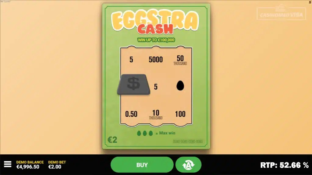 Eggstra Cash skrapelodd - 100K RTP 52.66 - Hacksaw Gaming