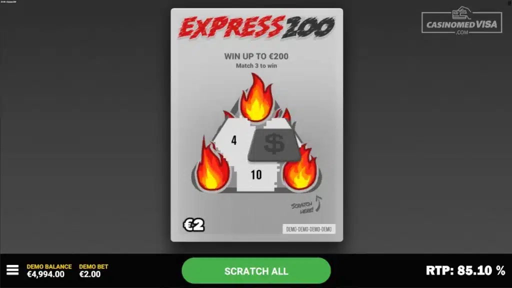 Express 200 skrapelodd - 200 RTP 85.10 - Hacksaw Gaming