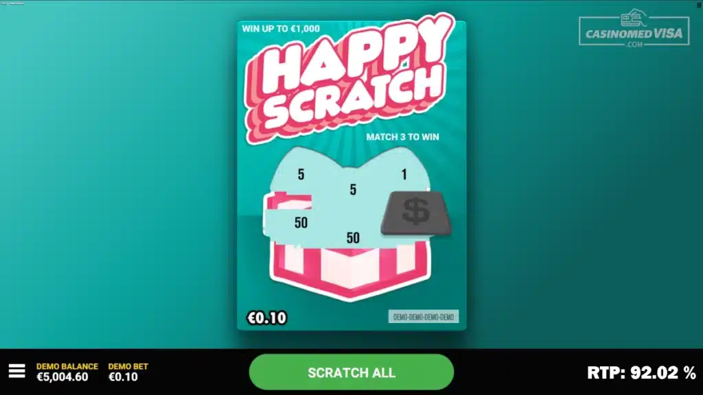 Happy Scratch skrapelodd - 1K RTP 92.02 - Hacksaw Gaming