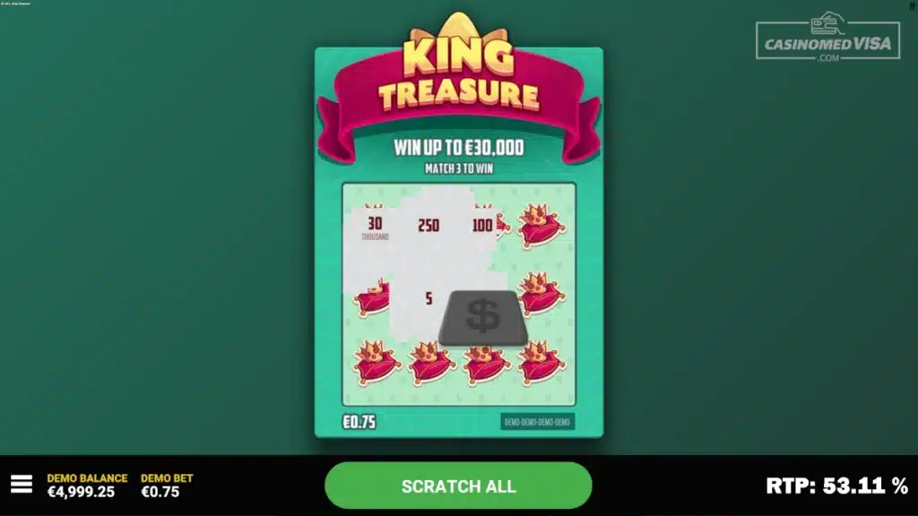 King Treasure skrapelodd - 30K RTP 53.11 - Hacksaw Gaming