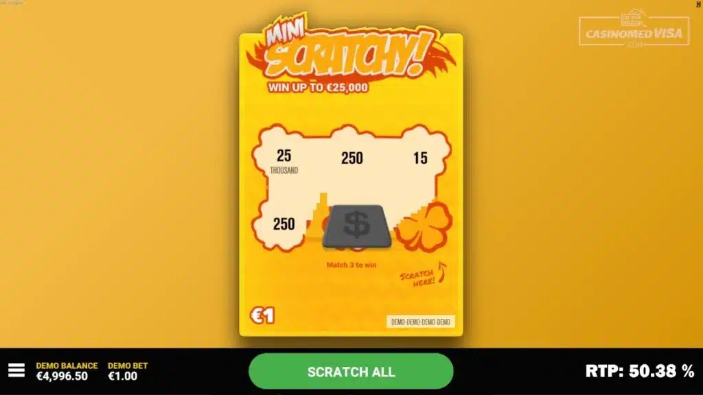 Mini Scratchy! skrapelodd - 25K RTP 50.38 - Hacksaw Gaming