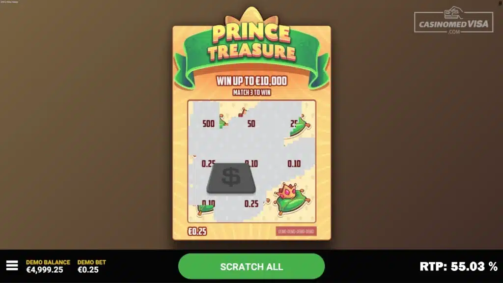 Prince Treasure skrapelodd - 10K RTP 55.03 - Hacksaw Gaming