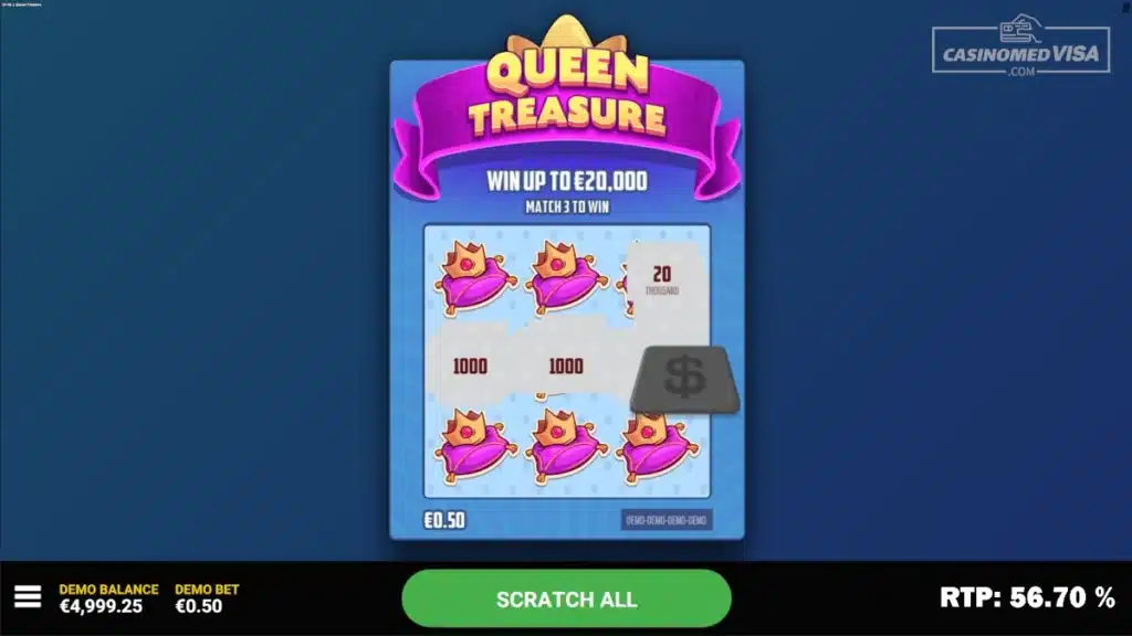 Queen Treasure skrapelodd - 20K RTP 56.70 - Hacksaw Gaming