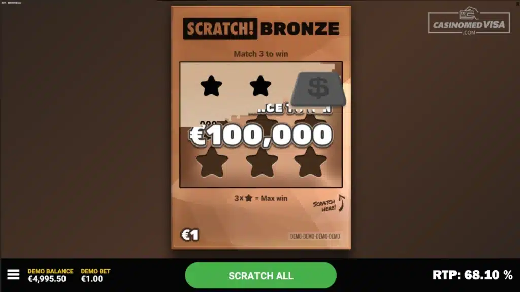Scratch! Bronze skrapelodd - 100K RTP 68.10 - Hacksaw Gaming