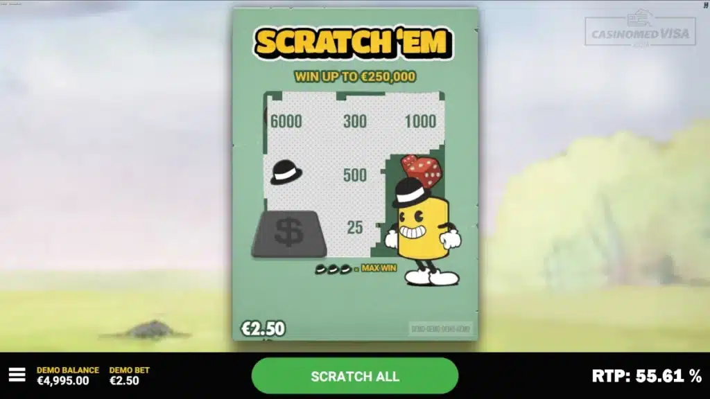 Scratch'EM skrapelodd - 250K RTP 55.61 - Hacksaw Gaming