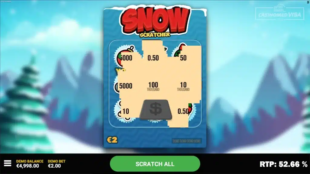 Snow Scratcher skrapelodd - 100K RTP 52.66 - Hacksaw Gaming