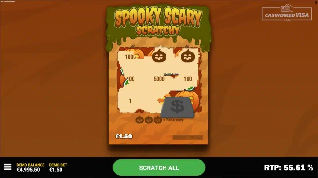 Spooky Scary Scratchy skrapelodd - 150K RTP 55.61 - Hacksaw Gaming
