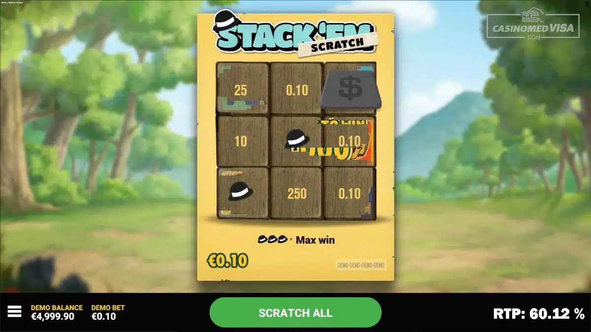 Stack'em Scratch skrapelodd - 10K RTP 60.12 - Hacksaw Gaming