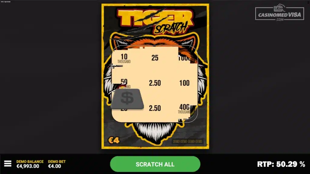 Tiger Scratch skrapelodd - 400K RTP 50.29 - Hacksaw Gaming