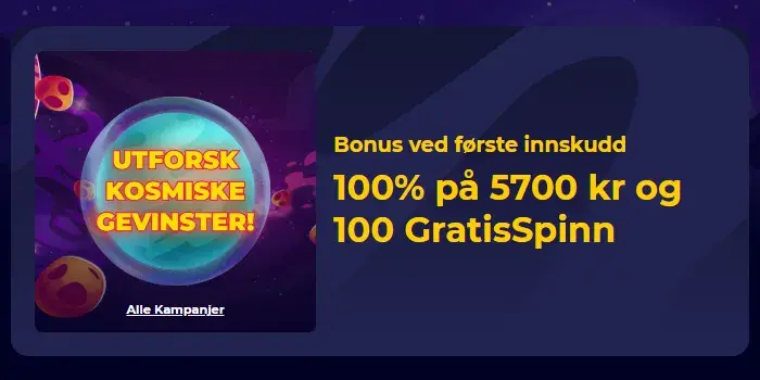 Cosmic Slot Casino - Forste Innskuddsbonus