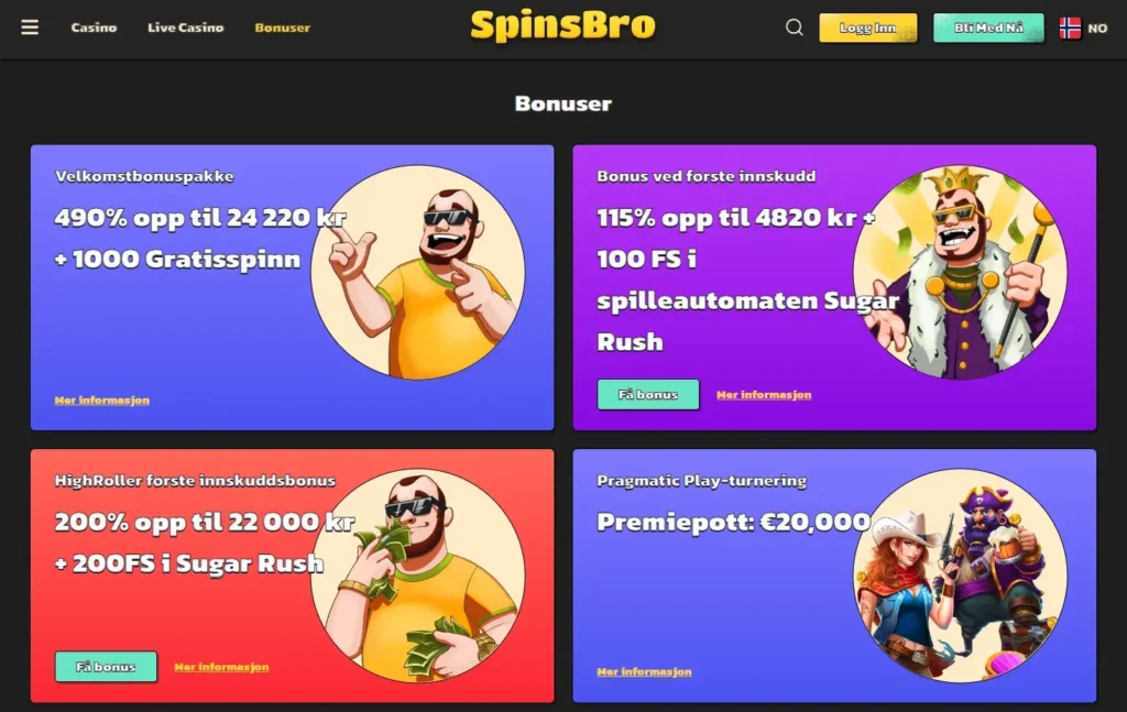 SpinsBro Casino - Bonuser 1440x910