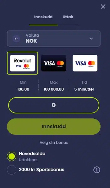 EpicBet.com Betalninger Innskudd