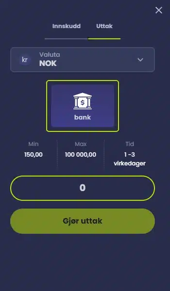 EpicBet.com Betalninger Uttak