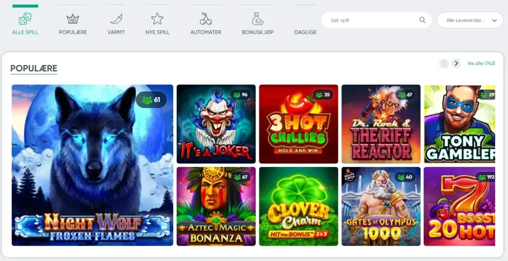 ivibet casinospill lobby