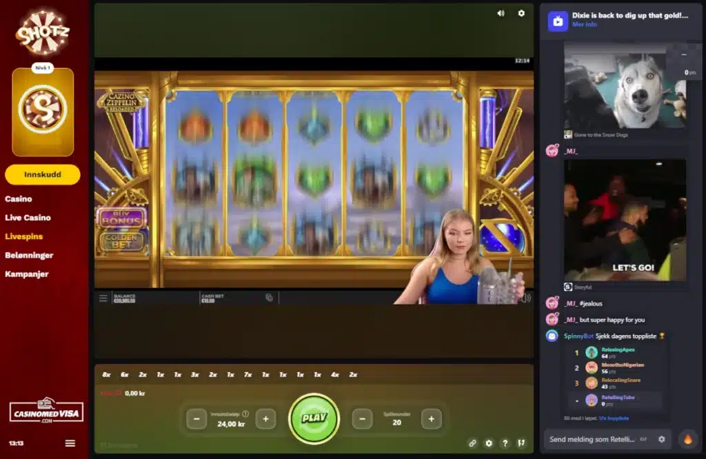 Shotz Casino Livespins