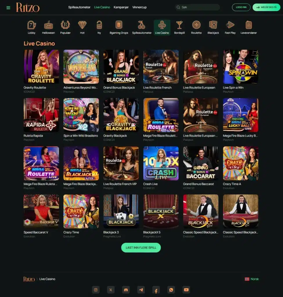 Ritzo Casino Live Casinospill