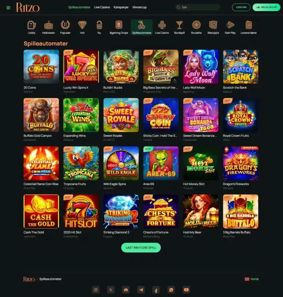 Ritzo Casino Spilleautomater