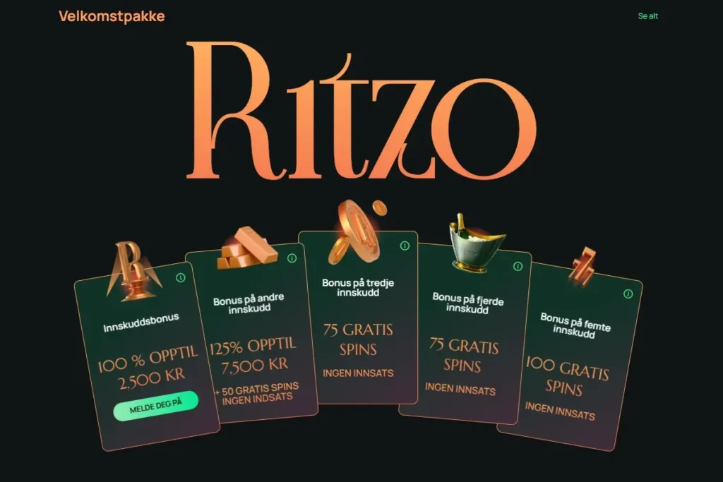 Ritzo Casino Velkomstbonuspakke