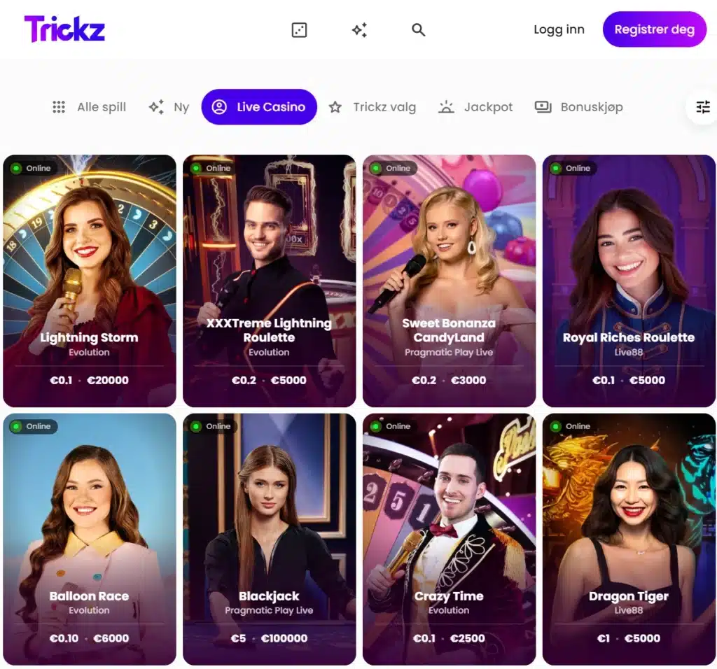 Trickz Casino Live casino