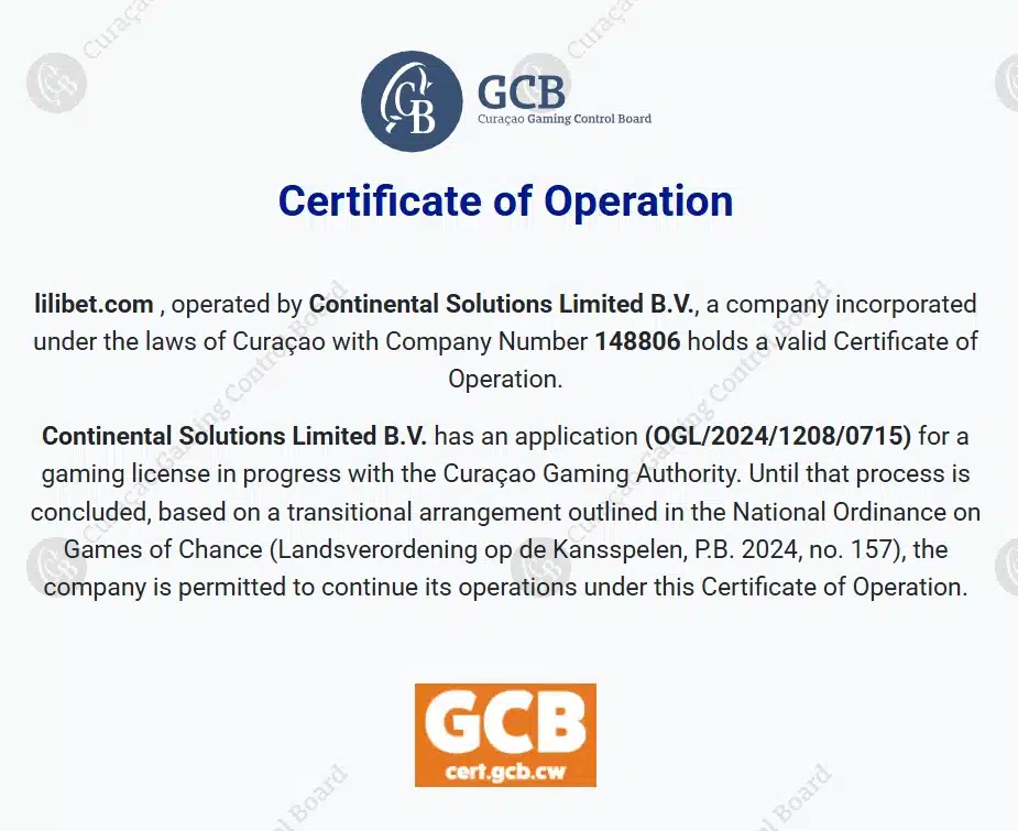 Lilibet Casino Curacao License