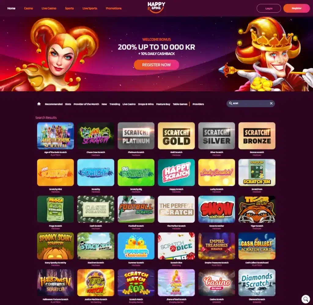 HappySpins Casino Skrapelodd