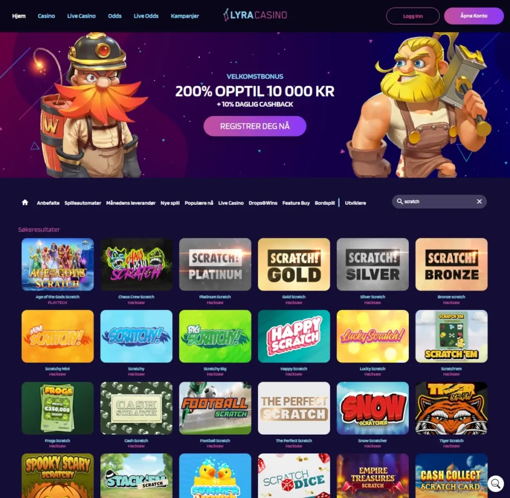 Lyra Casino Skrapelodd