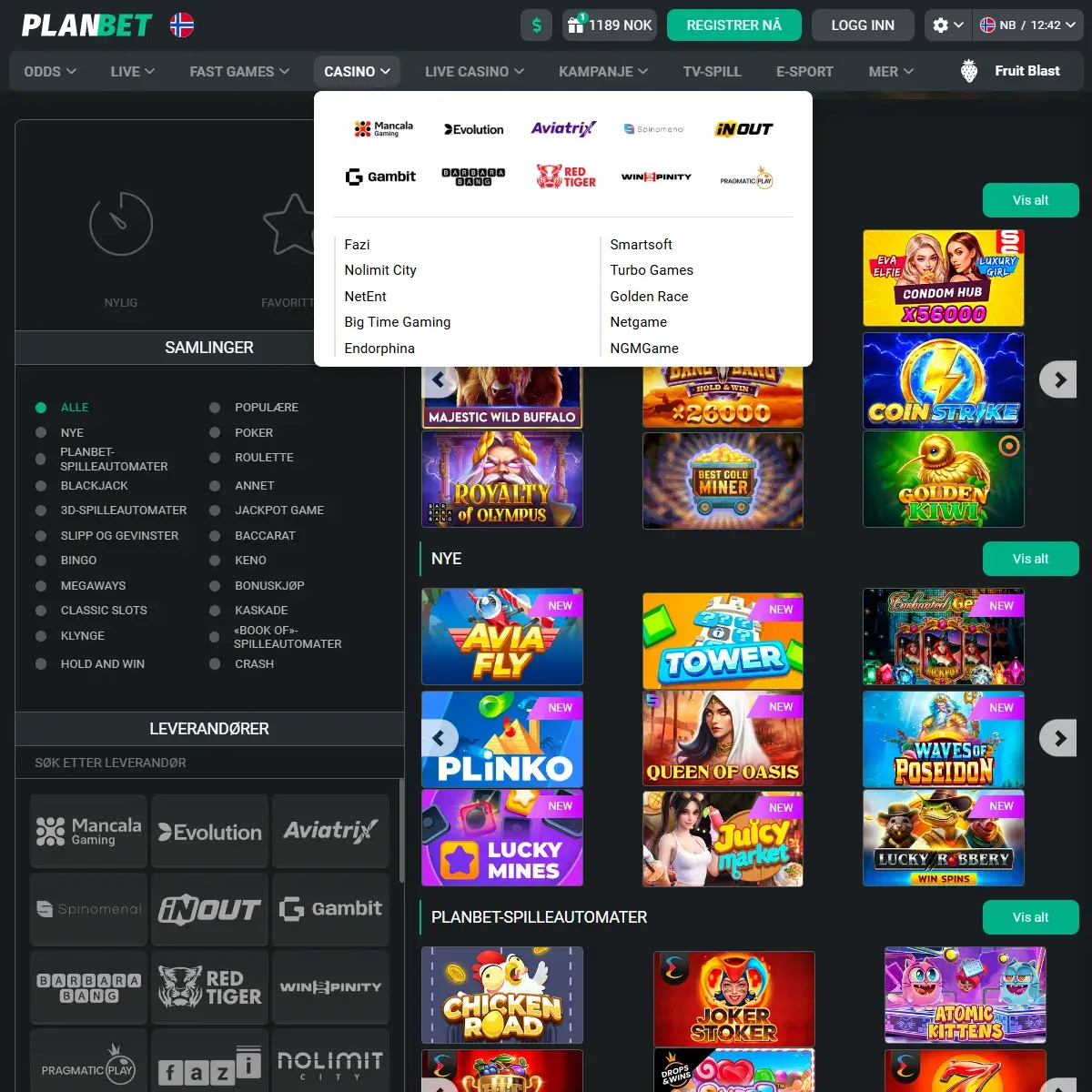 Planbet Casinospill