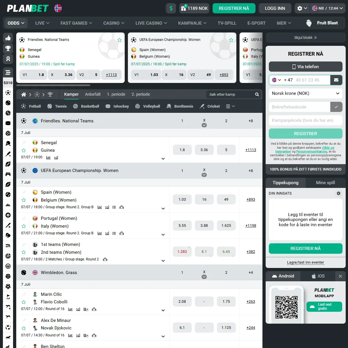 Planbet Oddsspill