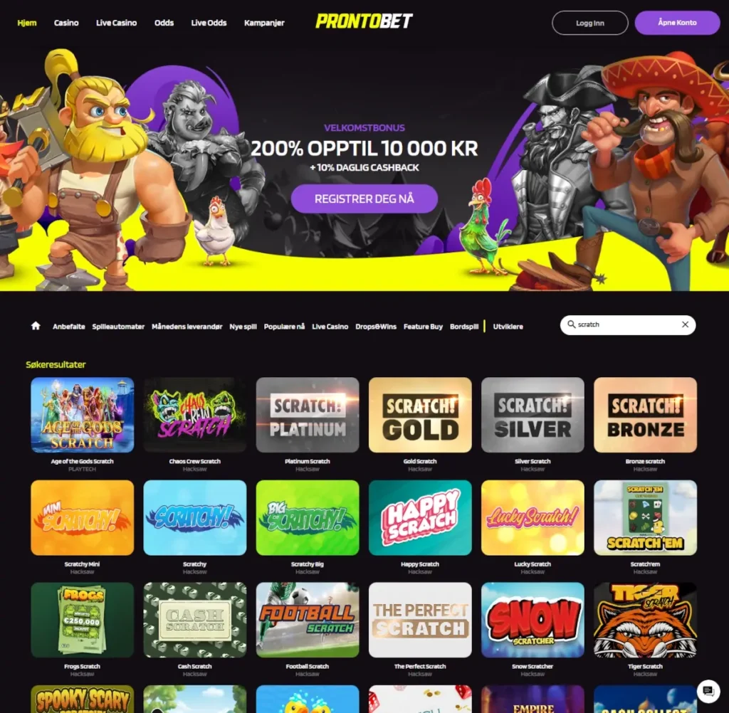 Prontobet Casino Skrapelodd